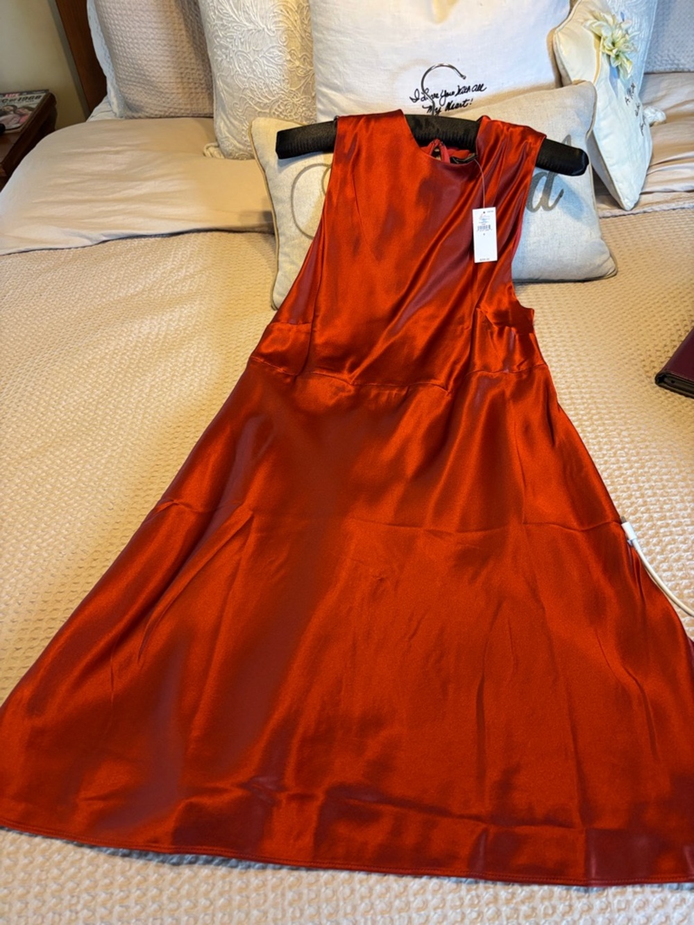 Banana Republic Satin Sleeveless Midi Dress in Burnt Orange - Picture 2 of 5